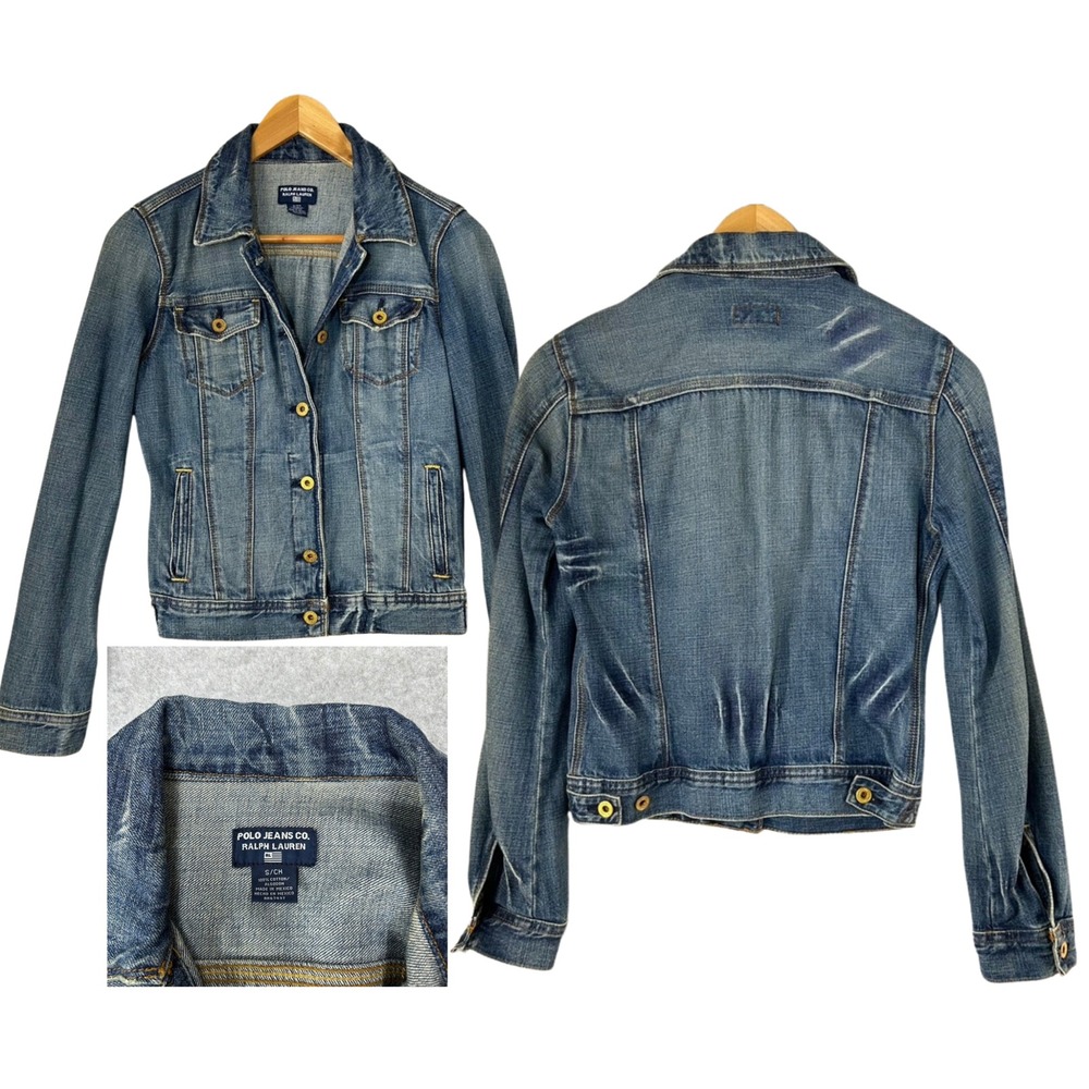 Ralph Lauren Polo Jeans Lydia Jean Jacket Denim Trucker Blue Cotton Womens Small